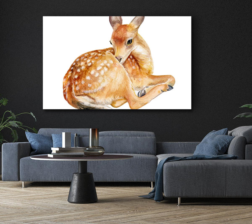 Picture of Watercolour Woodland Deer Canvas Print Wall Art