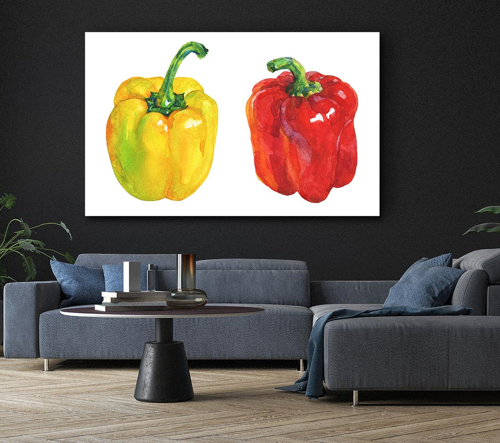 Picture of Yellow And Red Pepper Canvas Print Wall Art