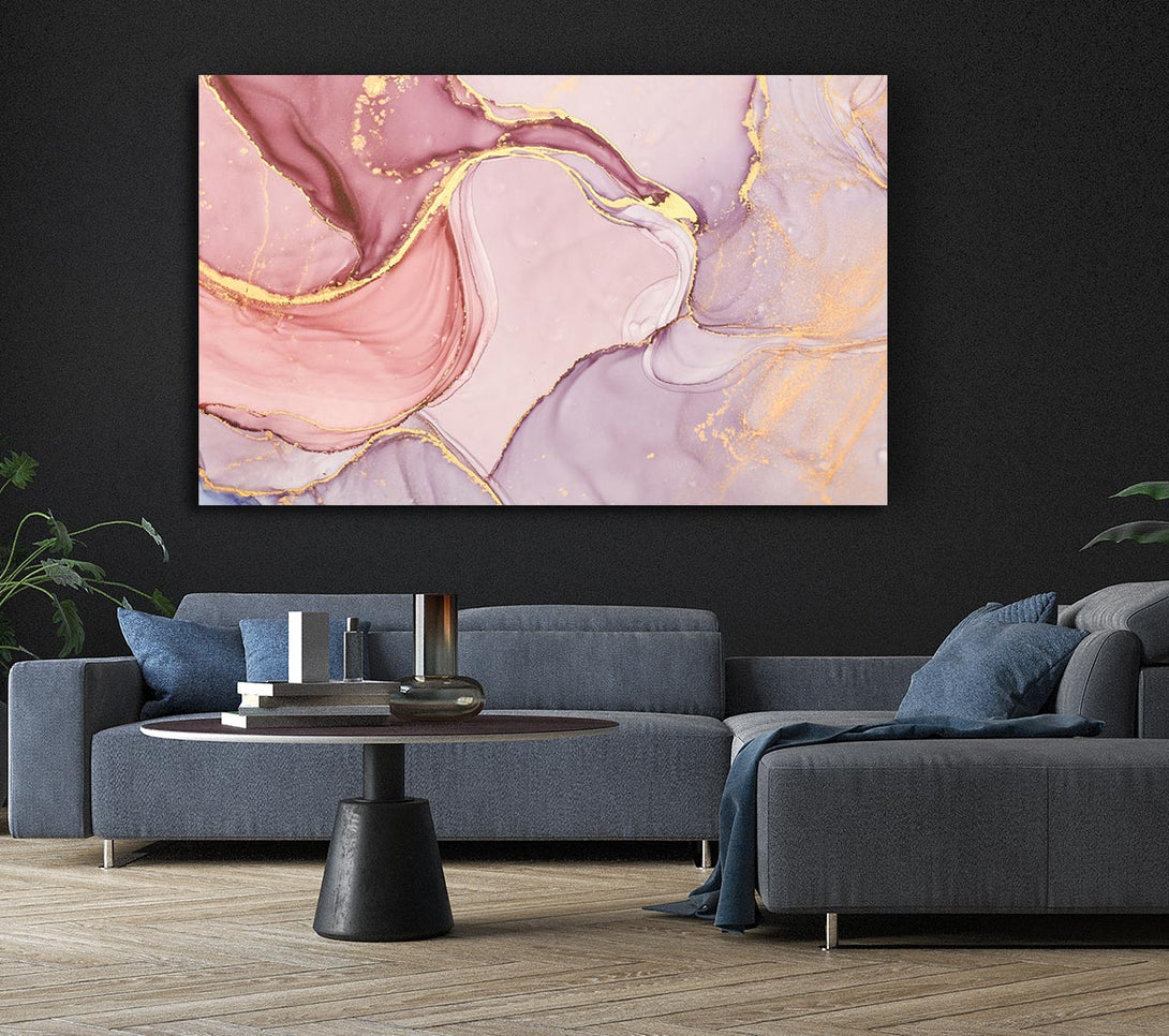  A Canvas Print of Oil Paint Pink And Gold Canvas Wall Art