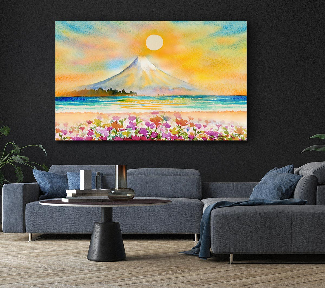  A Canvas Print of Sun Over The Volcano Canvas Wall Art
