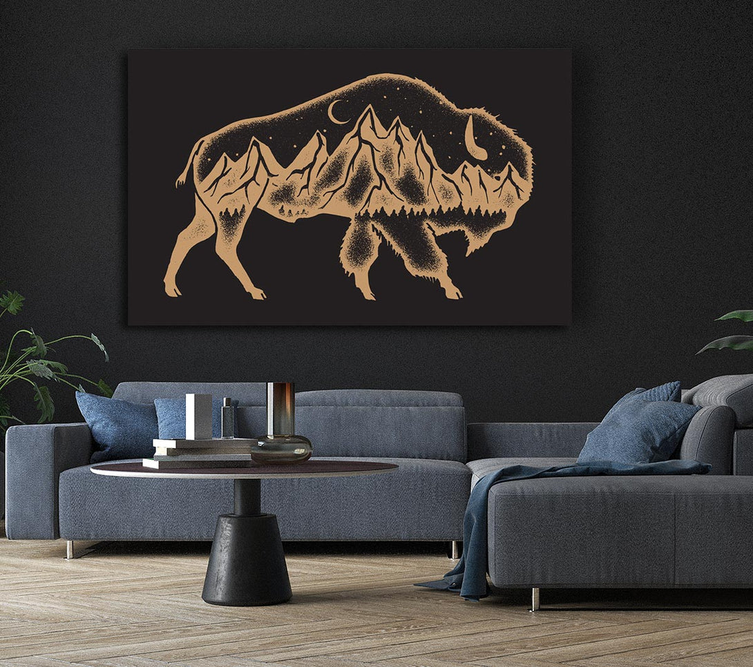  A Canvas Print of Night Bison Canvas Wall Art