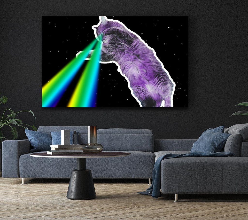 Picture of Cat Lazer Beam Space Canvas Print Wall Art