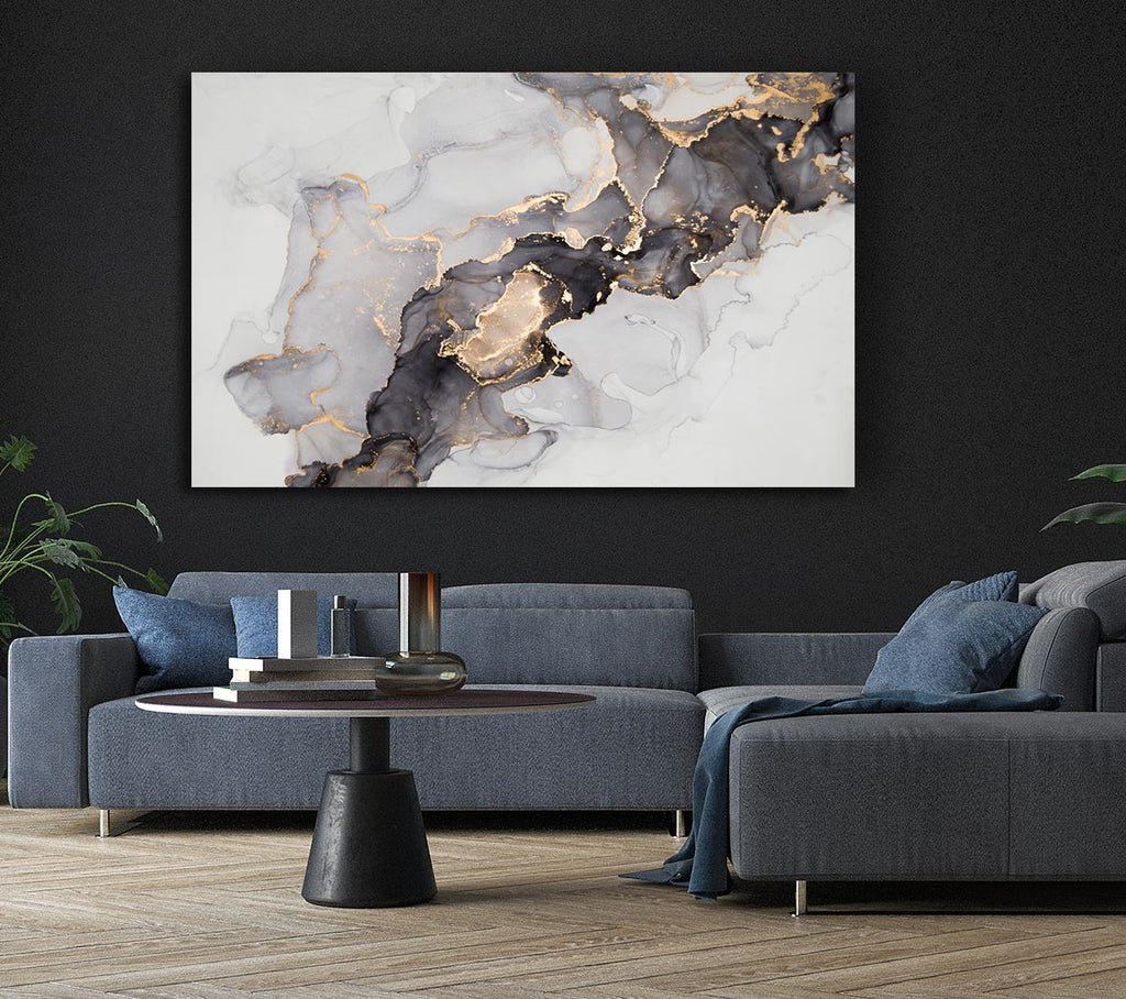 Picture of Grey And Gold Marble Canvas Print Wall Art