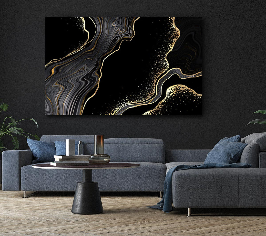 Picture of Black And Gold Flakes Canvas Print Wall Art