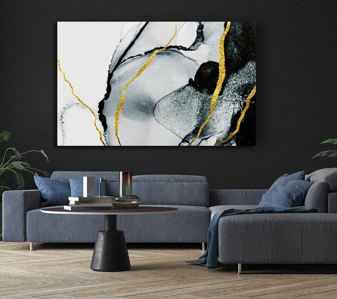 Picture of The Black Stone Glitter Canvas Print Wall Art