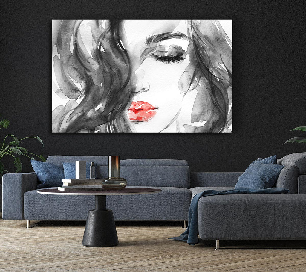 Picture of Watercolour Red Lips Canvas Print Wall Art