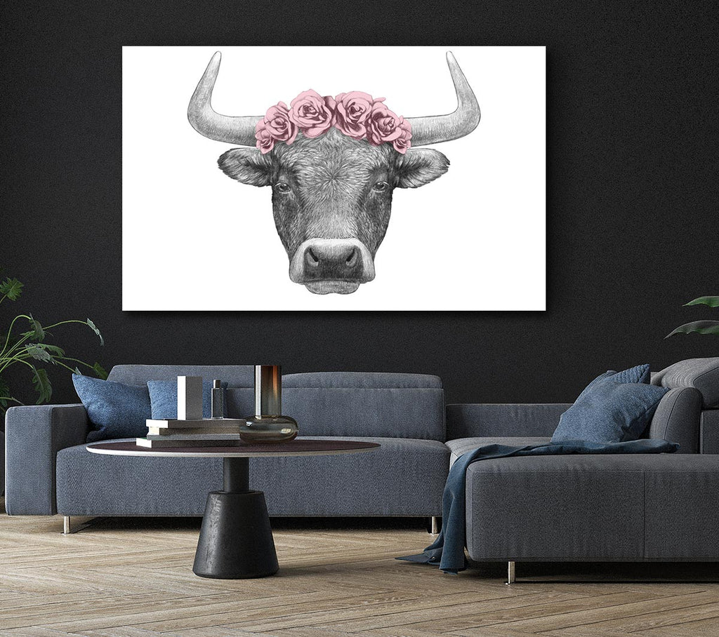 Picture of Rose Bull Head Canvas Print Wall Art
