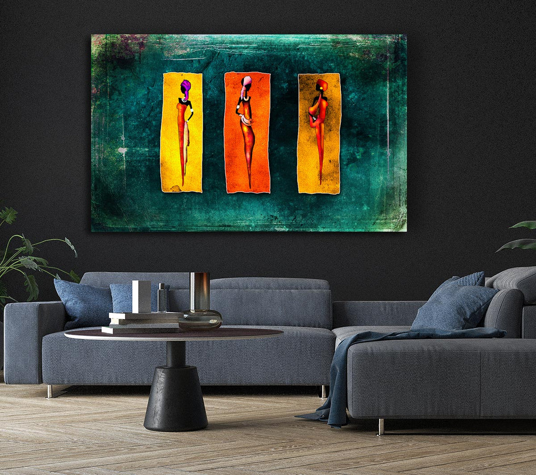 Picture of Three Traditional African Canvas Print Wall Art