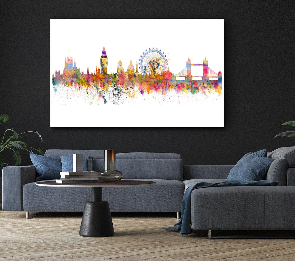 Picture of London Skyline Splatter Canvas Print Wall Art