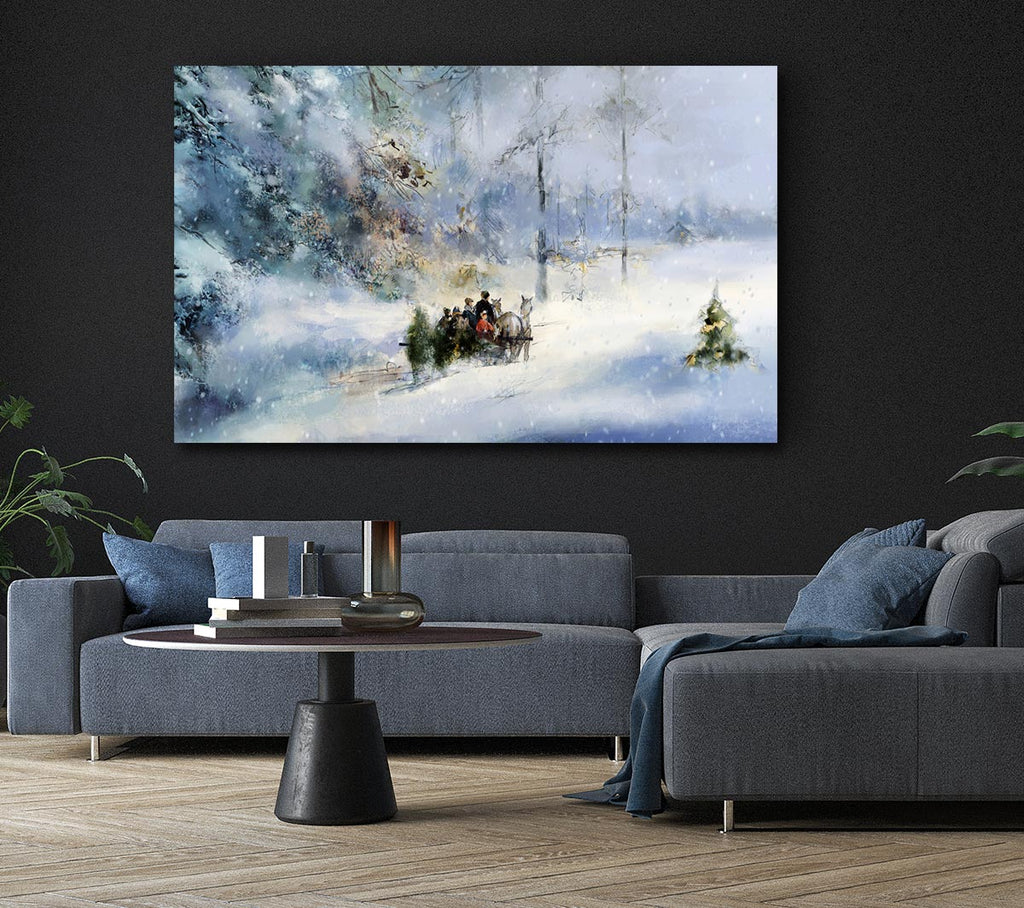 Picture of Traveling Through The Snow Canvas Print Wall Art