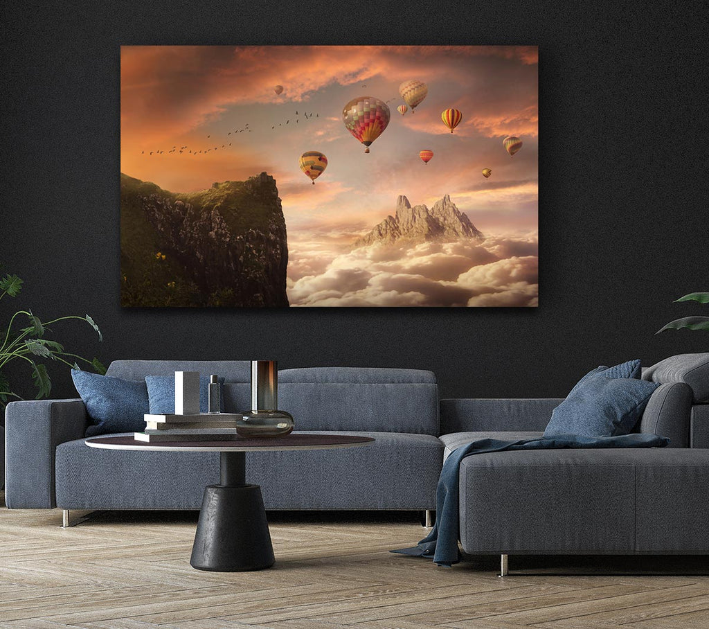 Picture of Hot Air Balloon Valley Canvas Print Wall Art