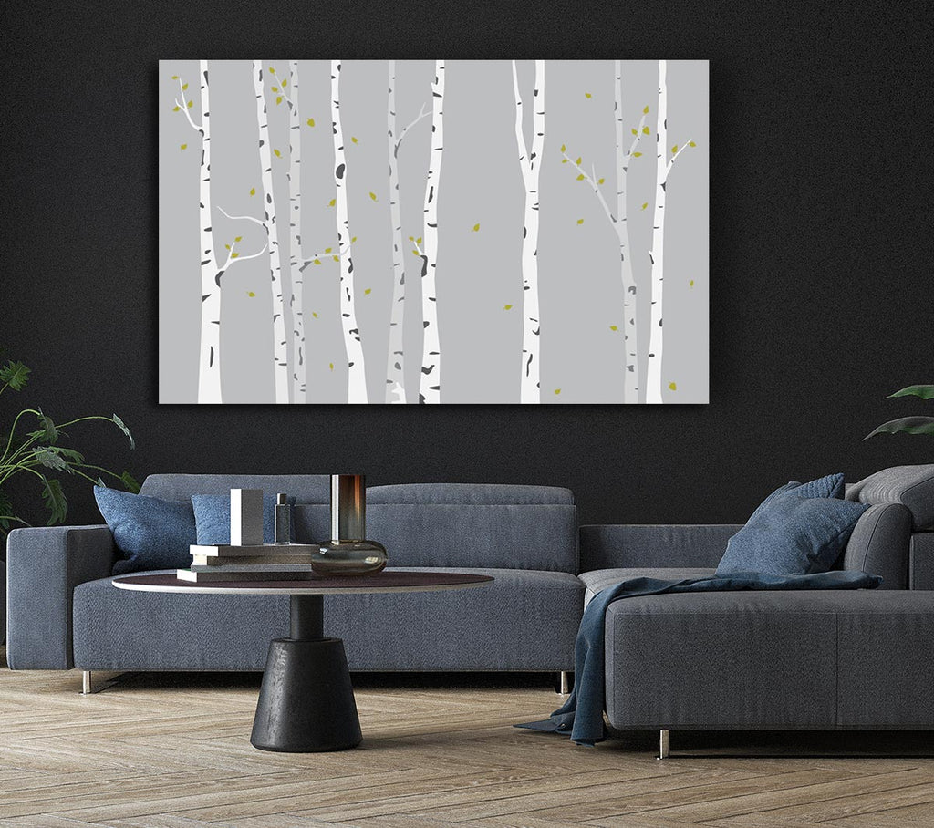 Picture of Birch Trees On Grey Canvas Print Wall Art