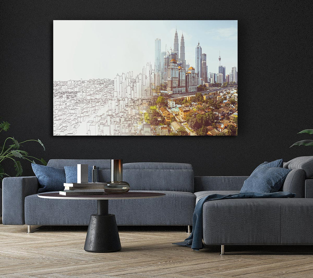 Picture of Sketch To Reality City Canvas Print Wall Art