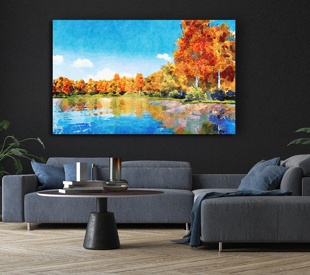 Picture of Vibrant Orange Trees Canvas Print Wall Art