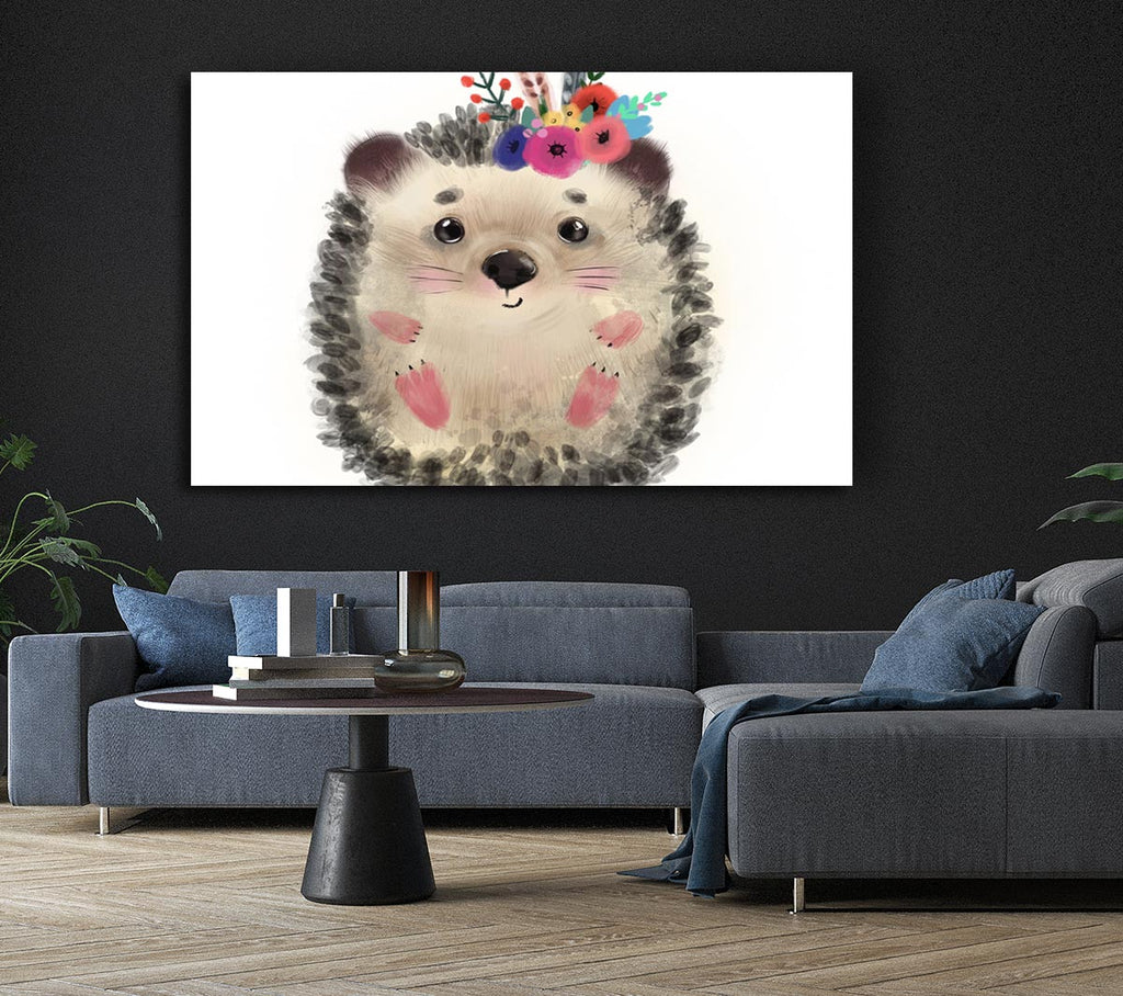 Picture of The Curled Up Hedgehog Canvas Print Wall Art