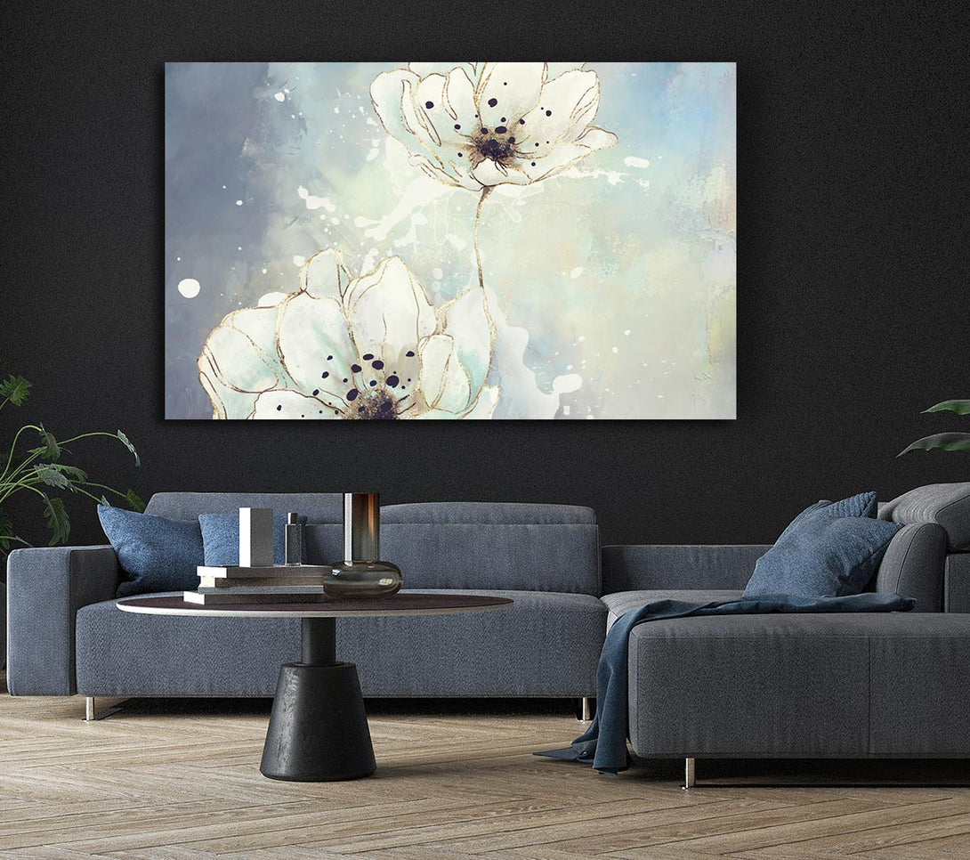 Picture of White Flowers In Abstract Canvas Print Wall Art
