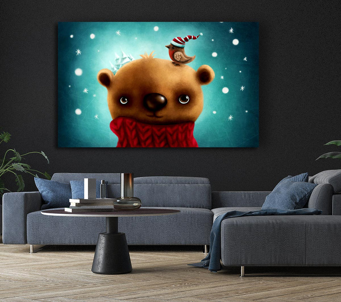  A Canvas Print of Little Bear And Robin Canvas Art
