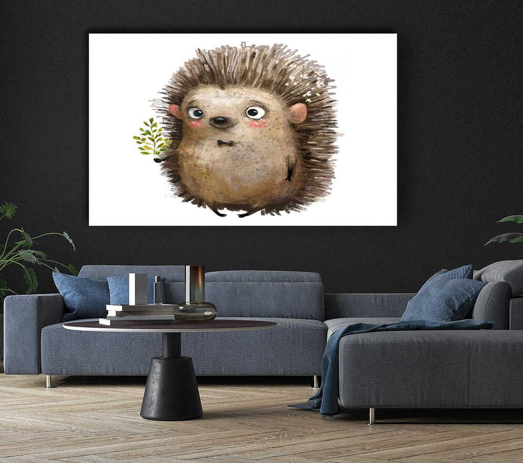Picture of Hedgehog With Flowers Canvas Print Wall Art