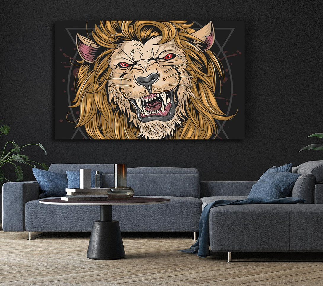 Picture of Fearsome Lion Angry Canvas Print Wall Art