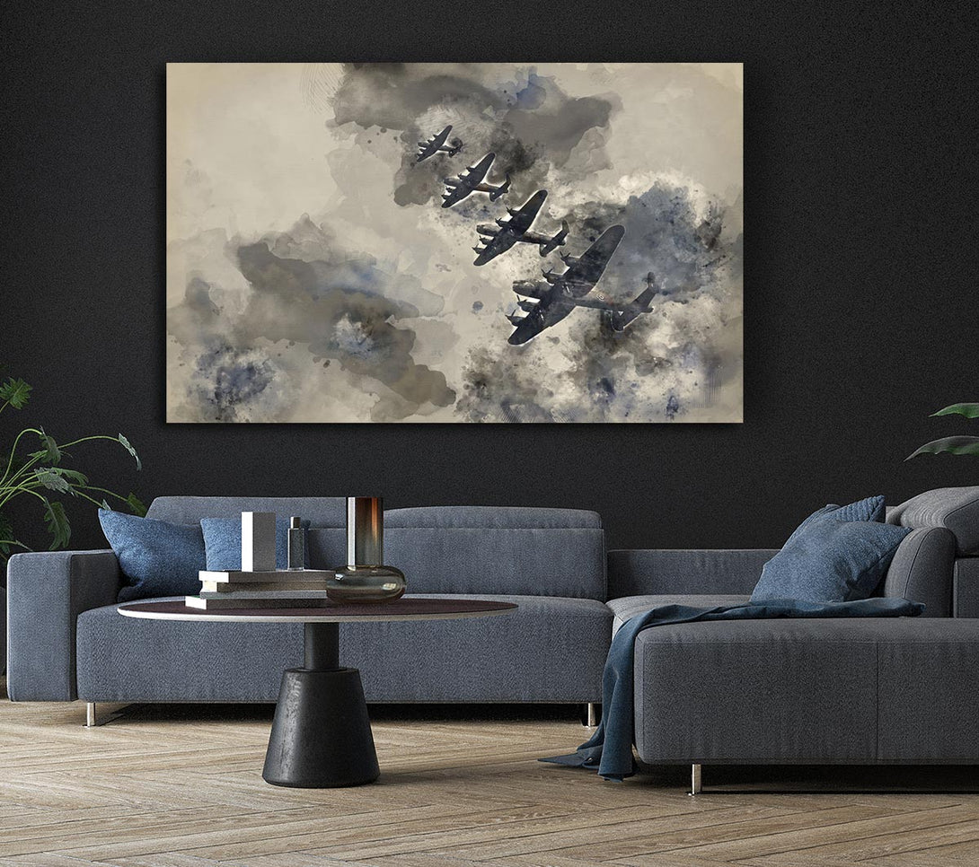 Picture of Raf Bombers In Flight Canvas Print Wall Art