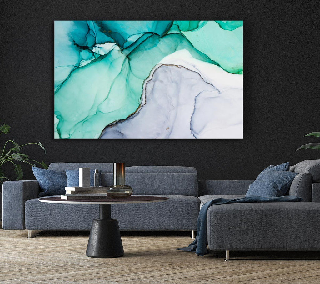 Picture of Flow Of Green To Blue Liquid Canvas Print Wall Art