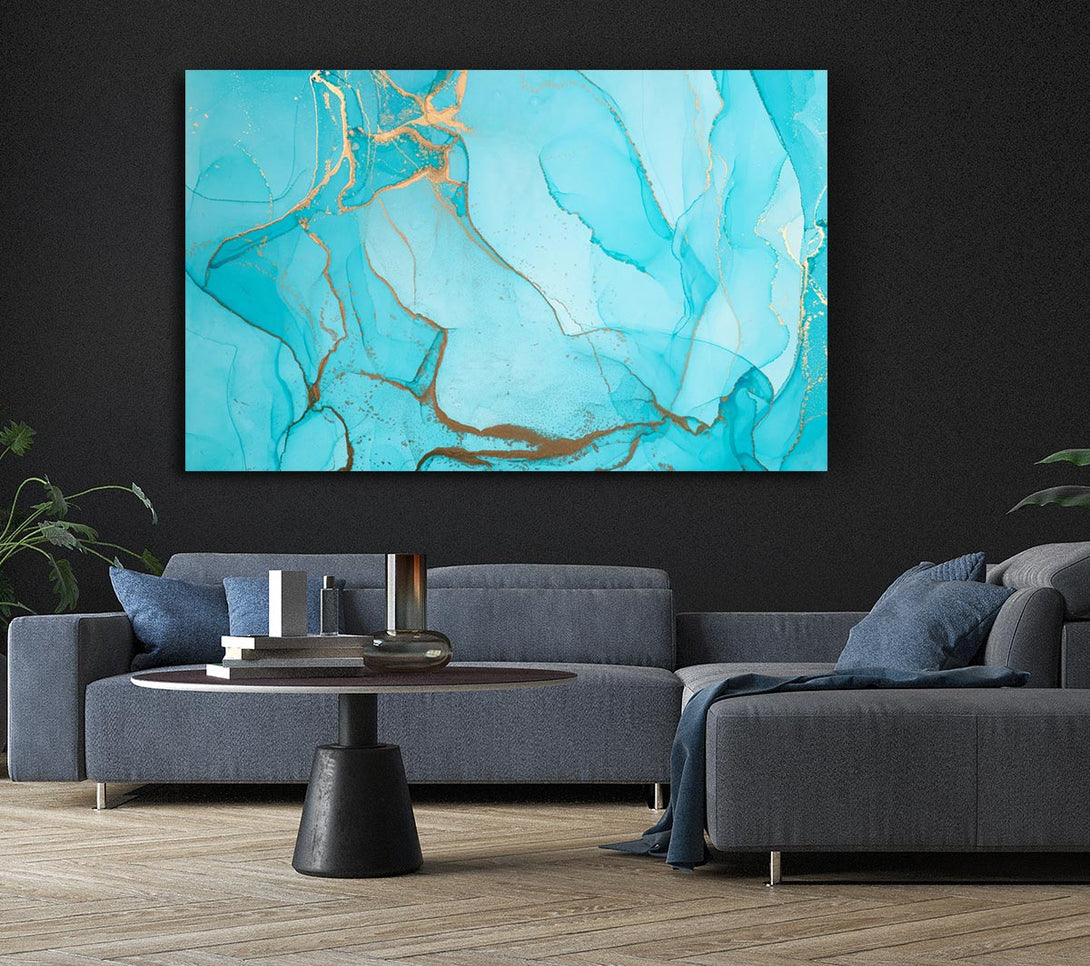 Picture of Aqua Fusion Glitter Canvas Print Wall Art