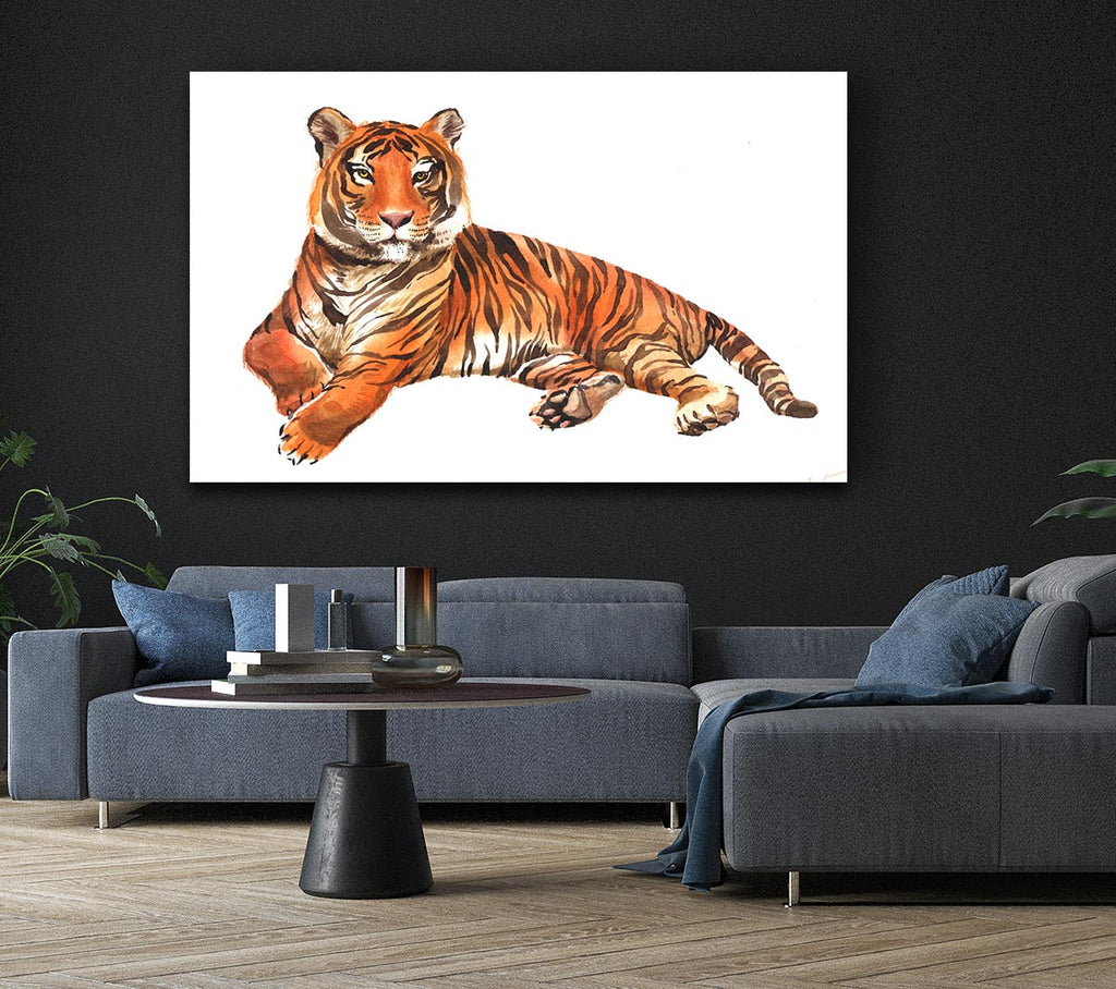 Picture of Tiger Laying Down Canvas Print Wall Art