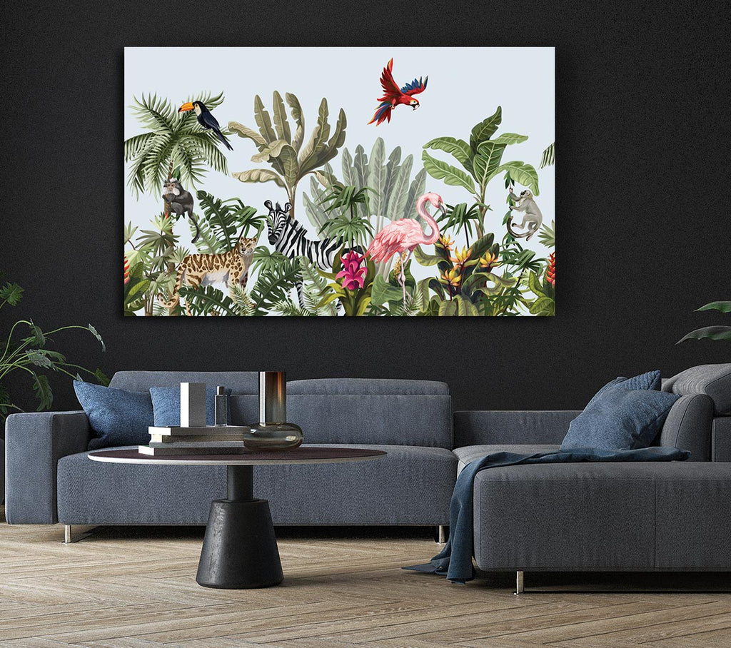 Picture of Jungle Paradise Animals Canvas Print Wall Art