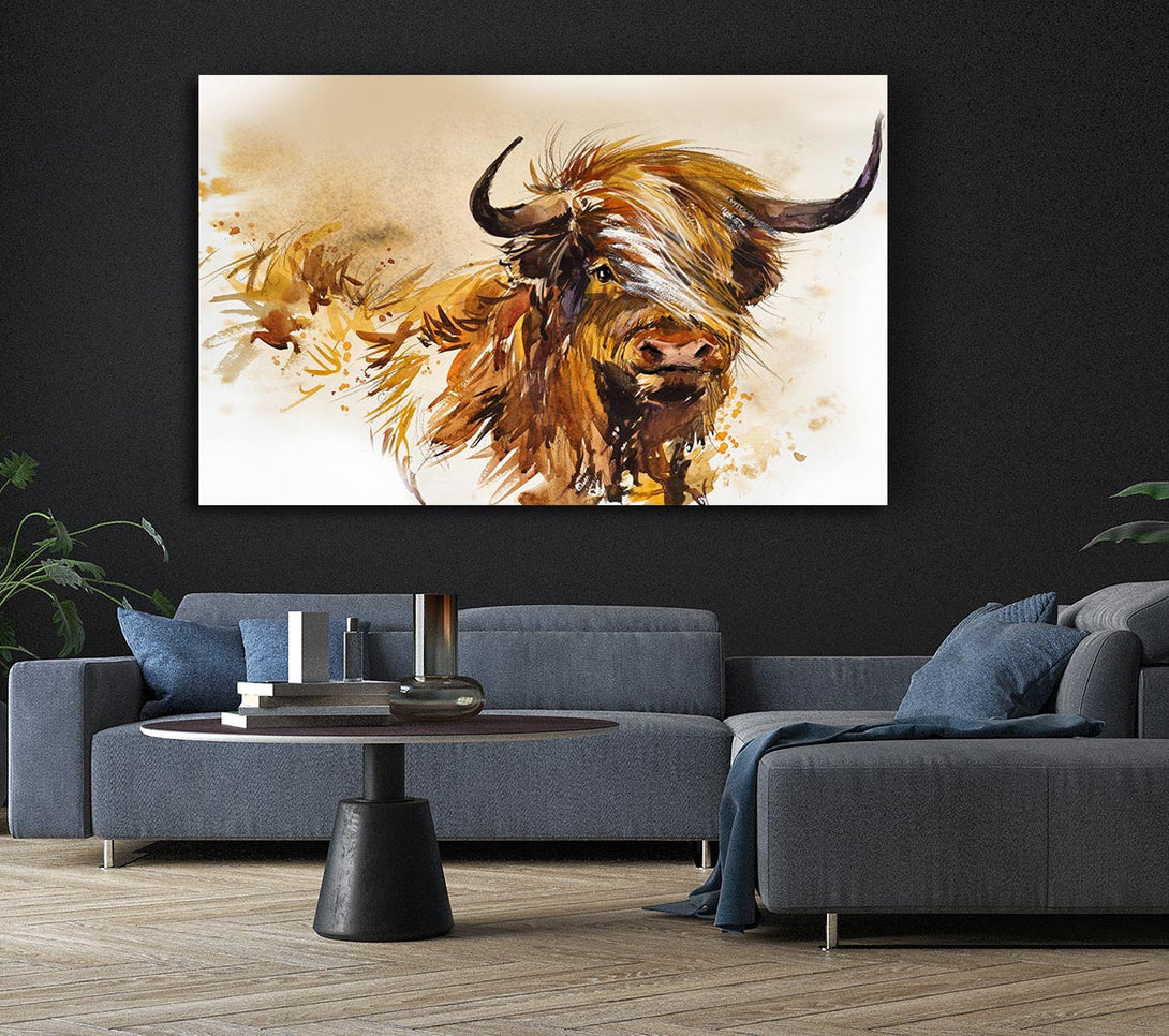 Picture of The Orange Highland Cow Canvas Print Wall Art