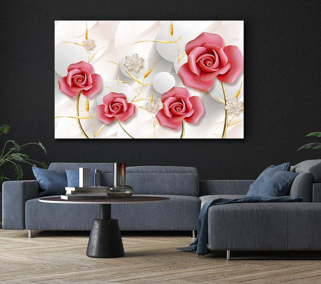 Picture of Pink Roses Pop Canvas Print Wall Art