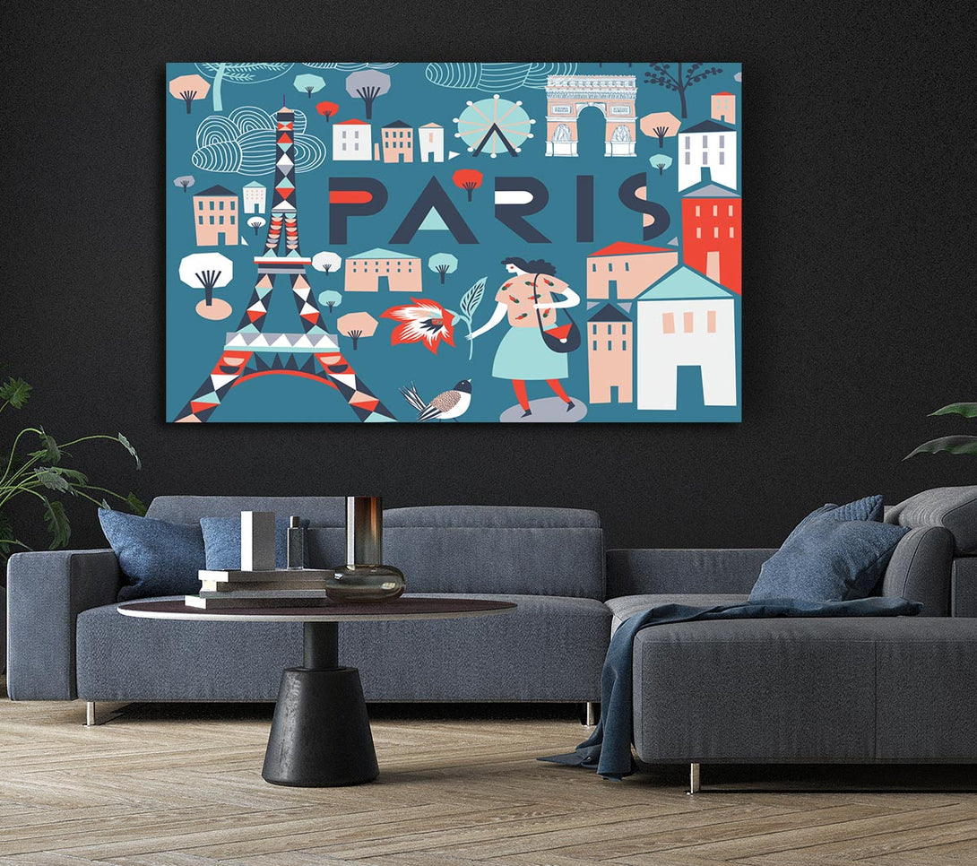 Picture of The Little Map Of Paris Canvas Print Wall Art