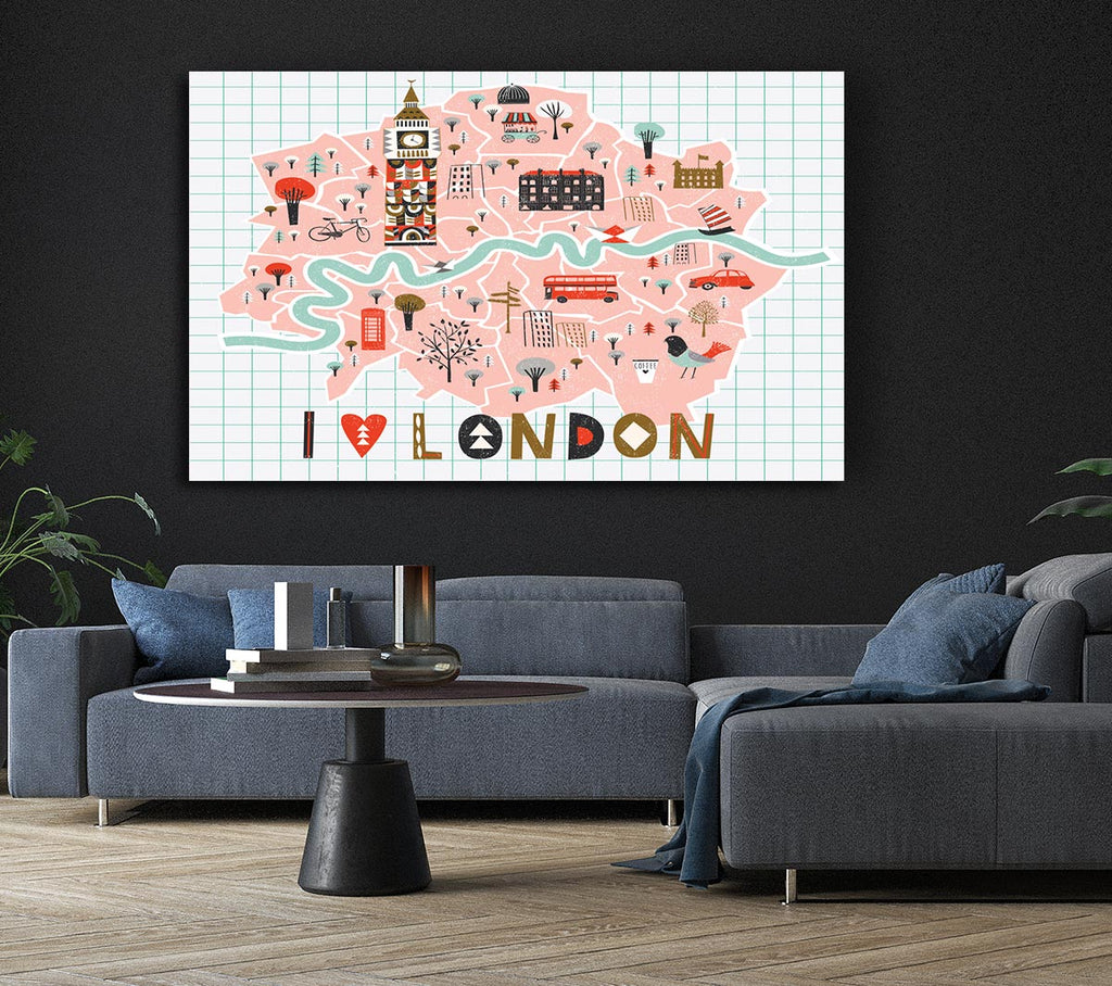 Picture of The Little Map Of London 2 Canvas Print Wall Art