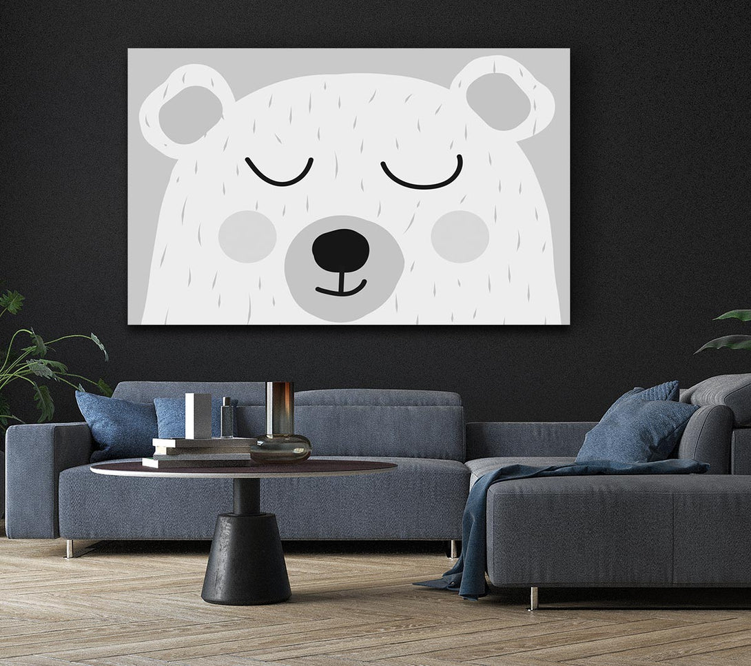 Picture of The Cute Bear Head Grey Canvas Print Wall Art