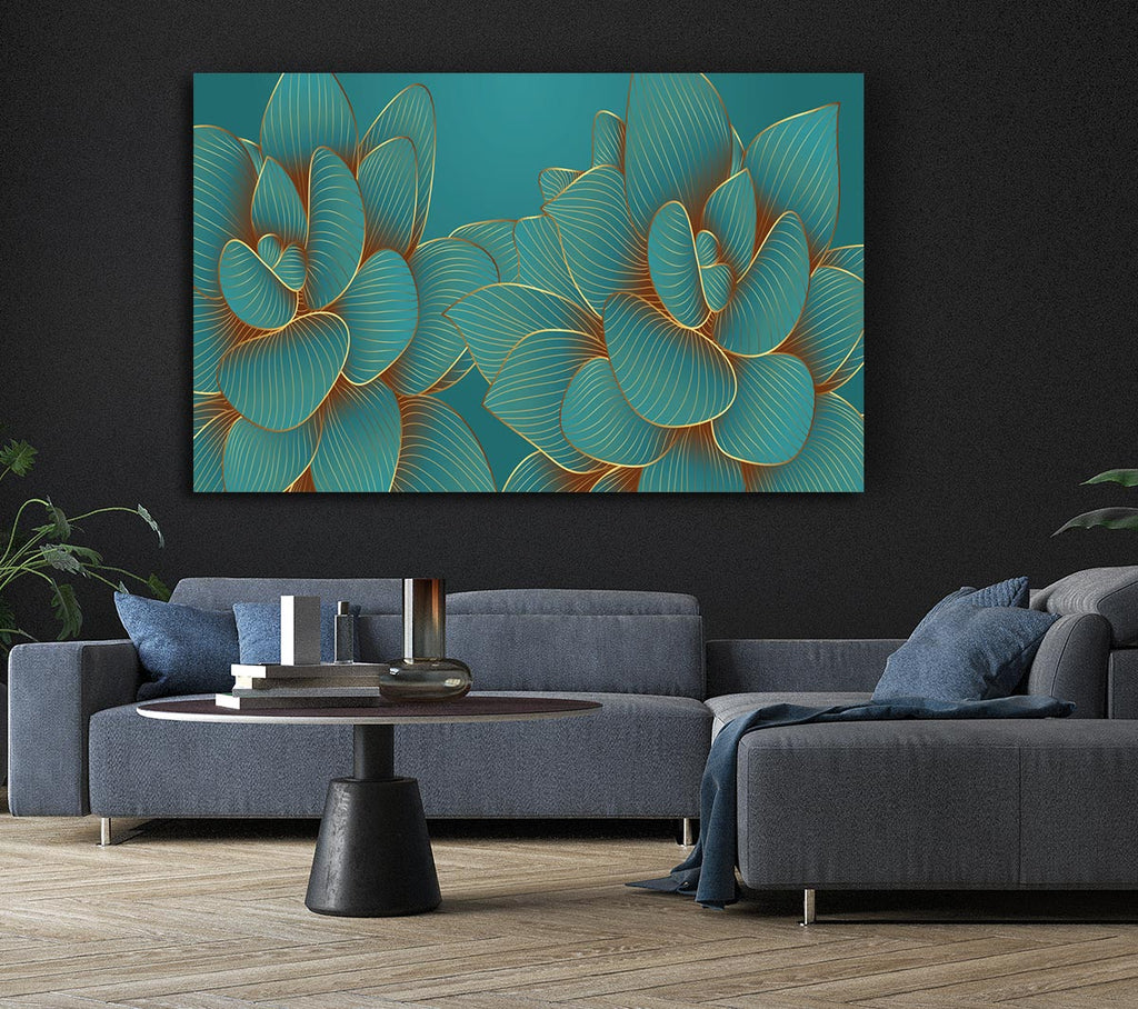 Picture of Green Petal Flower Fancy Canvas Print Wall Art