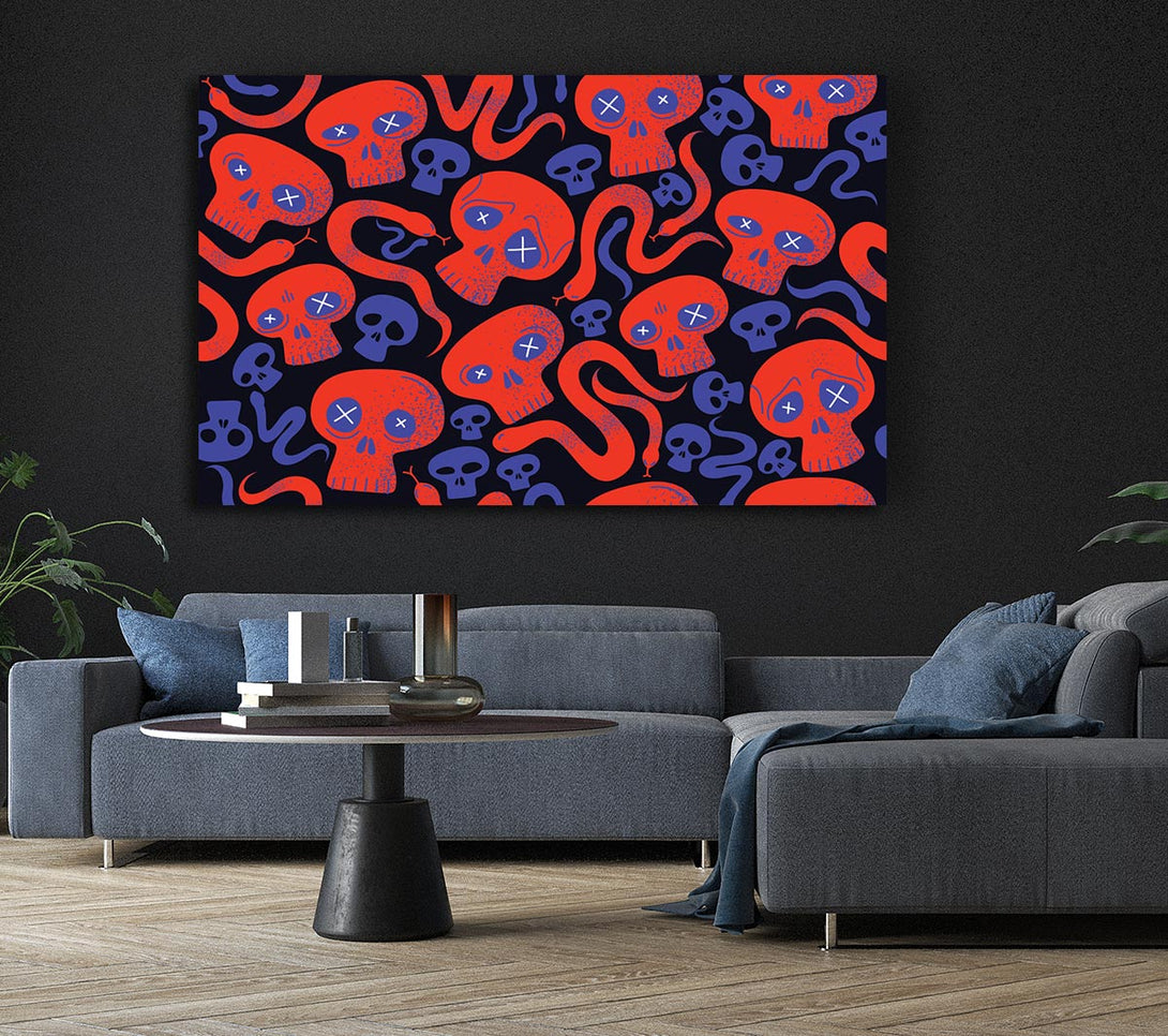 Picture of Red Skull And Snakes Canvas Print Wall Art