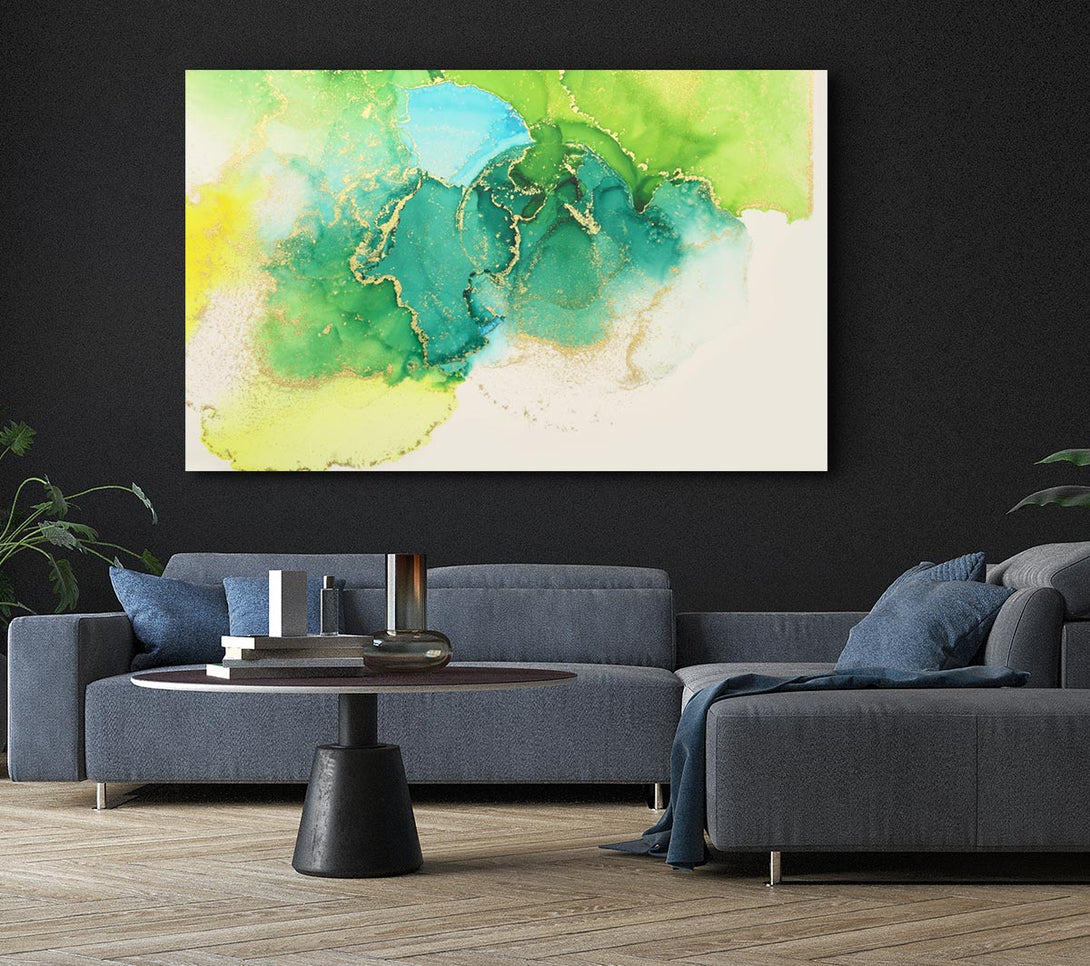 Picture of The Green And Blue Gold Wash Canvas Print Wall Art