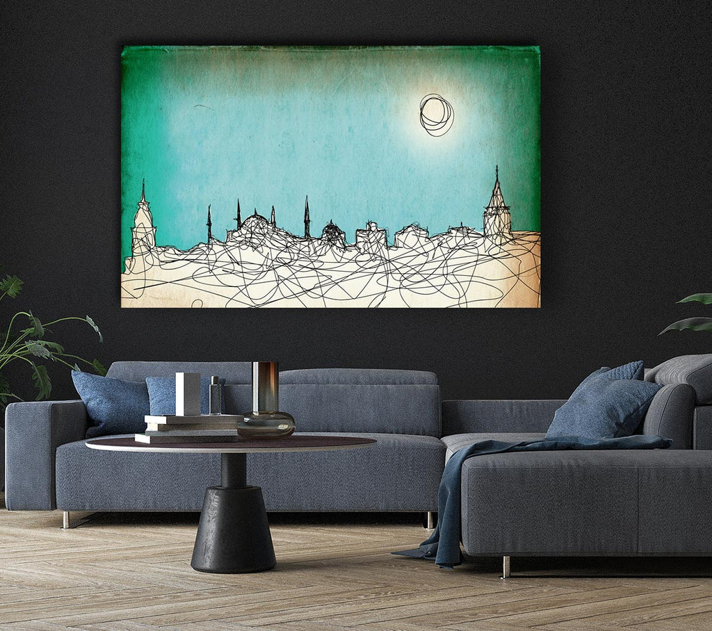 Picture of Where The Sun Sets Over Town Canvas Print Wall Art