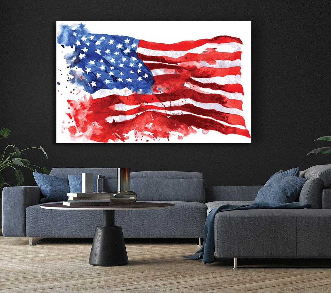  A Canvas Print of The Ink Splatter American Flag Canvas Wall Art
