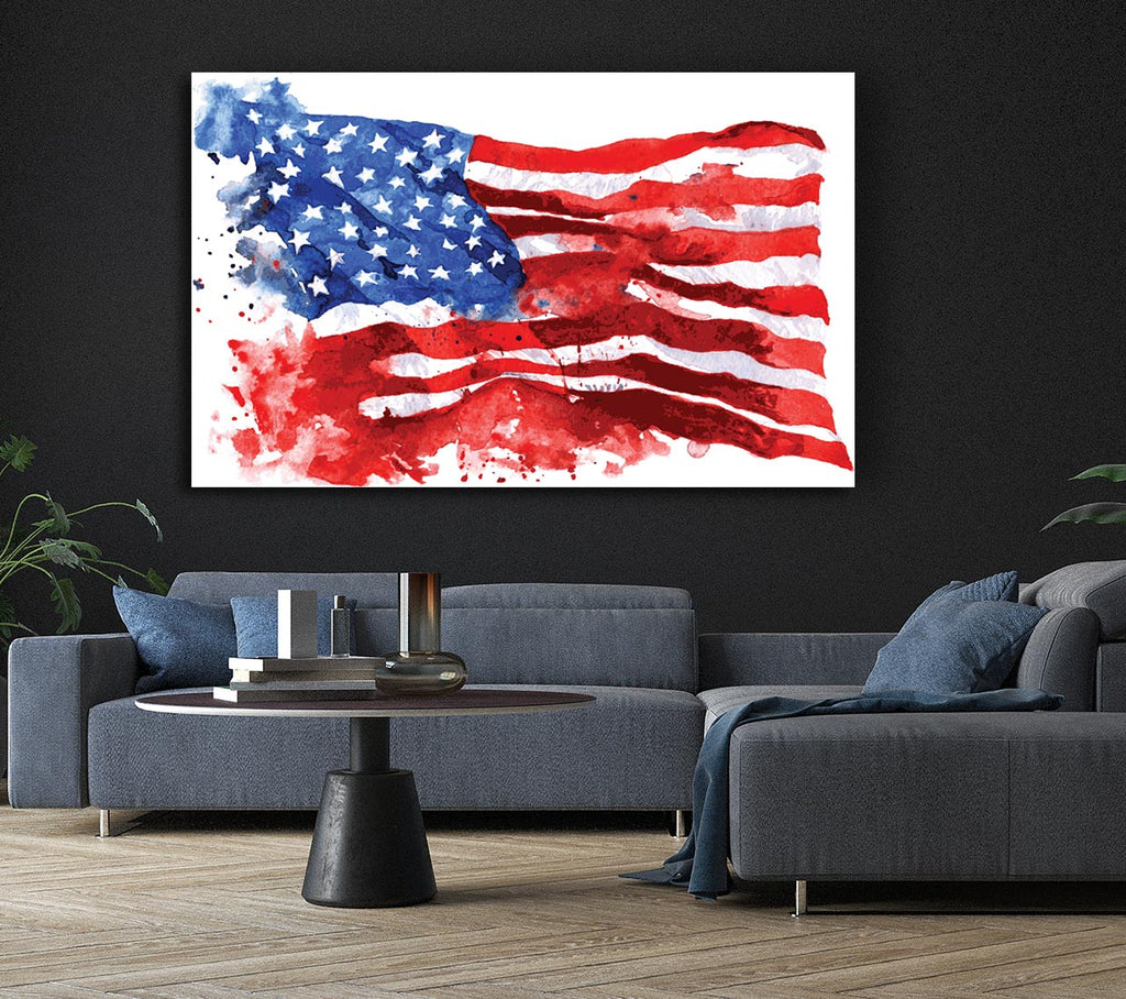 Picture of The Ink Splatter American Flag Canvas Print Wall Art