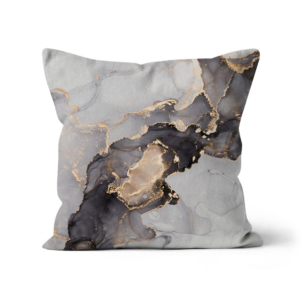 Black And Gold Smoke Abstract Cushion