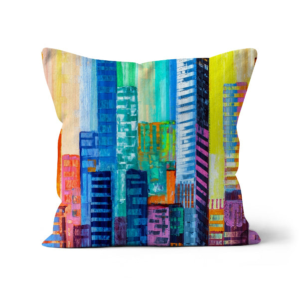 Rainbow City Abstract Cushion
