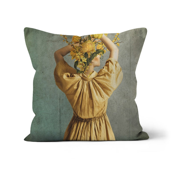 Yellow Flower Woman Modern Cushion