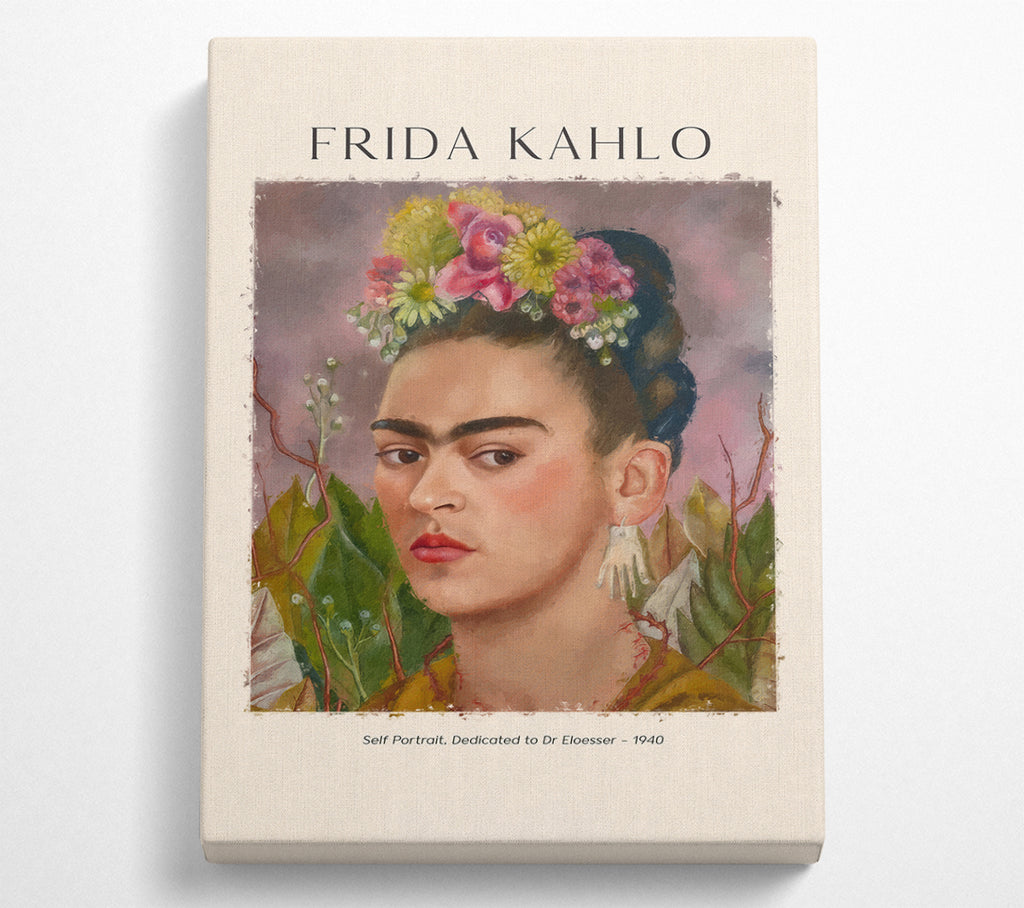 A Square Canvas Print Showing Self Portrait, Dedicated To Dr Eloesser By Frida Kahlo Square Wall Art