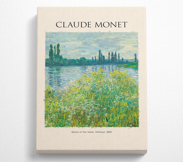 A Square Canvas Print Showing Banks Of The Seine. Vetheuil, 1880 By Claude Monet Square Wall Art