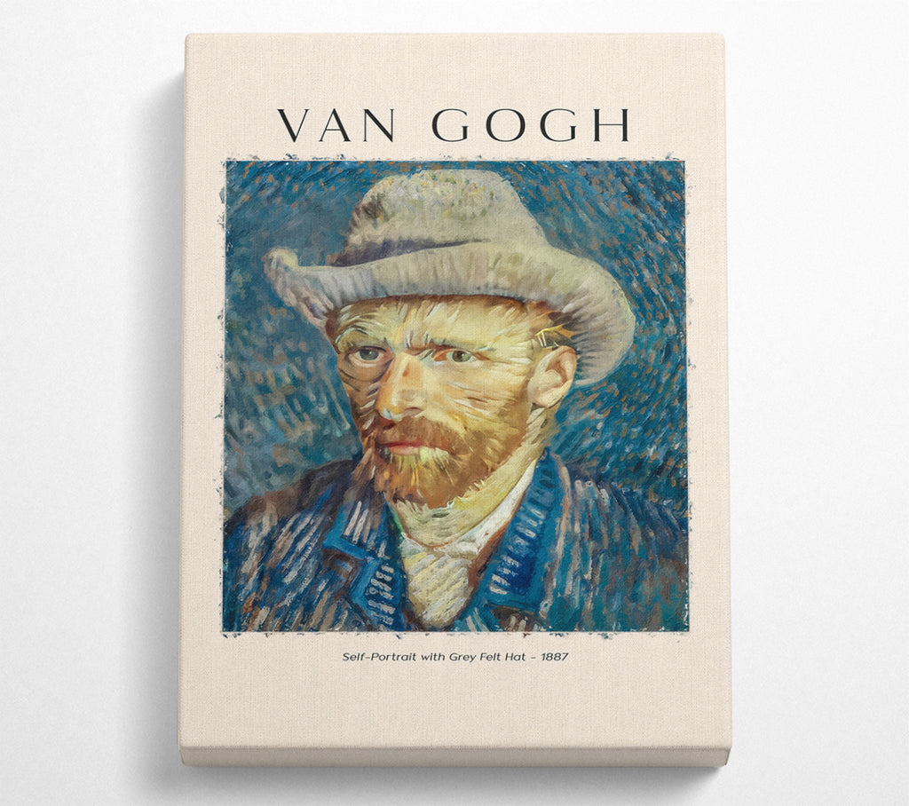 A Square Canvas Print Showing Self-Portrait With Grey Felt Hat - 1887 By Van Gogh Square Wall Art
