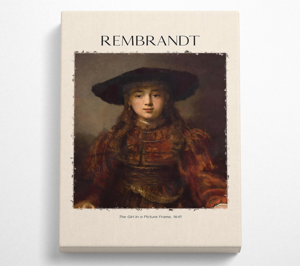 A Square Canvas Print Showing The Girl In A Picture Frame, 1641 By Rembrandt Square Wall Art