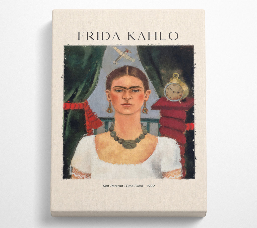 A Square Canvas Print Showing Self Portrait (Time Flies) - 1929 By Frida Kahlo Square Wall Art