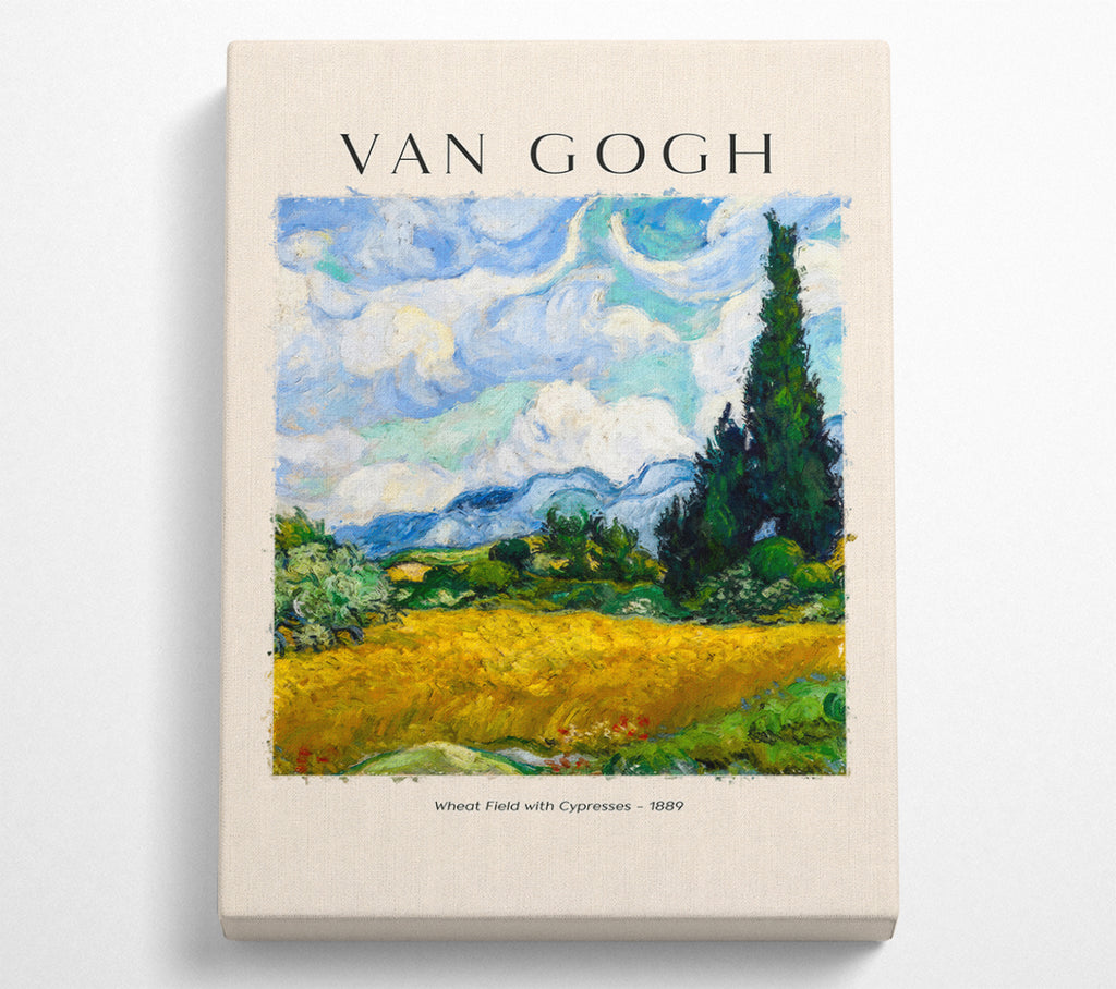 A Square Canvas Print Showing Wheat Field With Cypresses - 1889 By Van Gogh Square Wall Art
