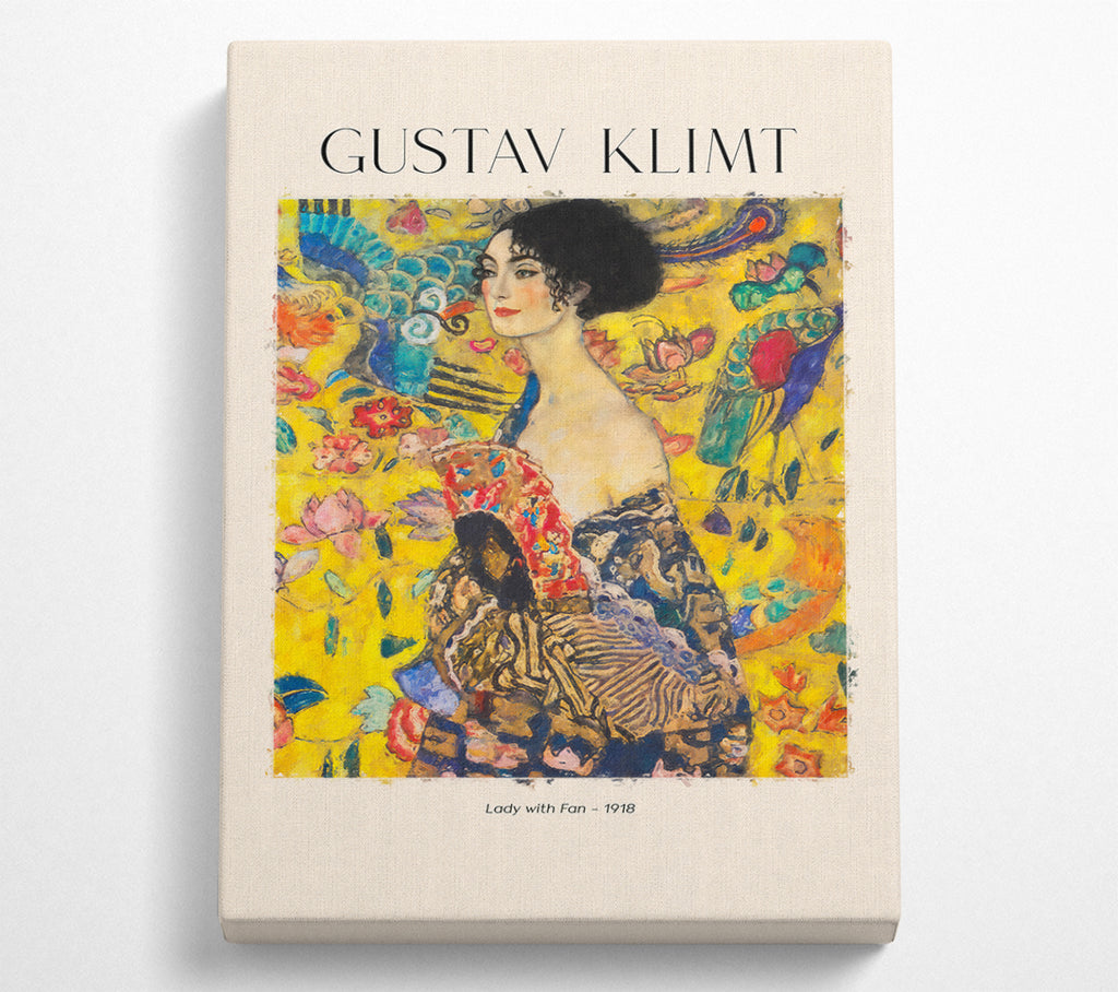 A Square Canvas Print Showing Lady With Fan - 1918 By Gustav Klimt Square Wall Art