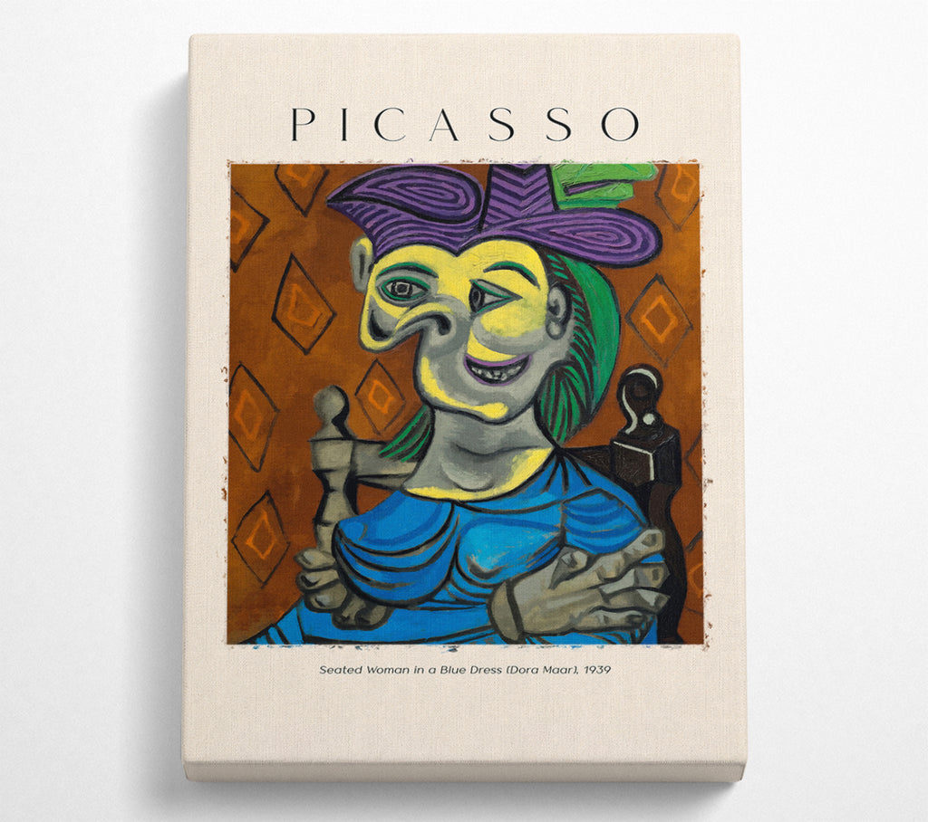A Square Canvas Print Showing Seated Woman In A Blue Dress (Dora Maar), 1939 By Picasso Square Wall Art